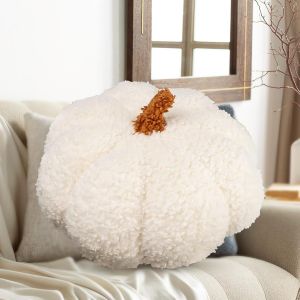 Coussin De Citrouille 3d En Peluche Rond En Forme De Citrouille Crème Coussin Décoratif De Lit Pour Chambre D'enfant Cadeau 20 Cm - Neuf