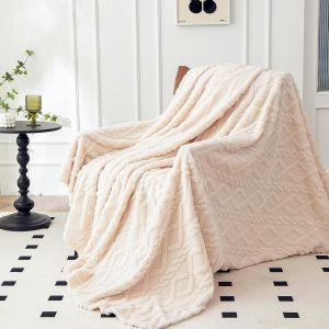 Tianyi-Couverture Polaire En Flanelle - 150 X 200 Cm - Couleur Unie - Beige - Moelleuse - En Microfibre - Pour Lit, Canapé, Chambre À Coucher, Bureau - Neuf