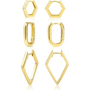 Boucles D'oreilles Cr&eacute;oles En Or - Ensemble De Petites Boucles D'oreilles Plaqu&eacute;es Or 14 Carats - Cadeau Pour Femme, Petite Amie, Maman, Fille - Neuf