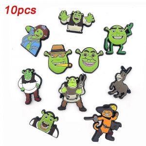 10 Pcs Shrek Thème Crocs Chaussures Breloques Mignon Chaussure Sandales Décoration Charmes Cadeaux D'anniversaire Chaussures Accès - Neuf