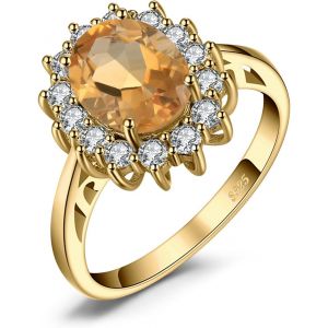 Kal-Diana Princesse Kate Middletonu Bague Naturelle Pierre Am&eacute;thyste P&eacute;ridot Grenat Citrine Topaze Pour Femme, Argent 925 Plaqu&eacute; Or Jaune Or Rose, Vintage Ensemble Parure De Bijoux Cadeau - Neuf