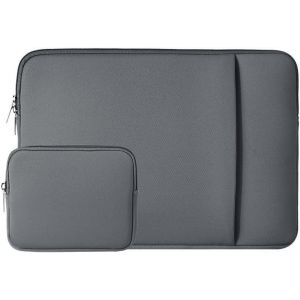 SJZG-Rainyear Housse Pour Ordinateur Portable Compatible Avec Notebook Chromebook 14 Pouces, Macbook Pro 15 Pouces M4 M3 M2 Étui De Protection Avec Poche Avant Et Pochette Pour Accessoires (Gris) - Neuf