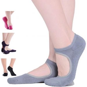 4 Paire De Chaussettes De Yoga Dames Anti-Dérapant Yoga Anti-Dérapant/Coton Polkadots Femme Pour Le Sport Pilates, Ballet Et Tige, Une Taille 36-43 - Neuf