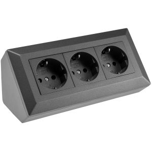 Bloc De Prises Triple, Anthracite, Max 16 A/3 600 W, Montage En Saillie - Neuf