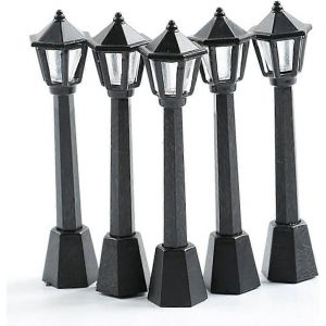 5pcs Mini Lampadaire Modèle Lampe Poste Lumières Chemin Extérieur Lanterne Post Poupée De Noël - Neuf