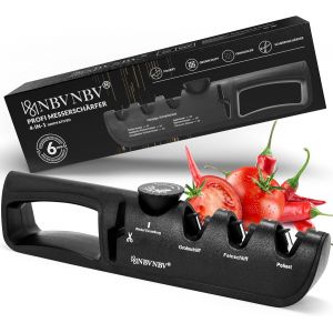 Aiguiseur De Couteaux - Aiguiseur De Couteaux 4 En 1 Avec Aiguiseur De Ciseaux - Aiguiseur De Couteaux R&eacute;glable Sur 6 Niveaux Professionnel - Blade Star - Aiguiseur De Couteaux Ergonomique - Noir - Neuf