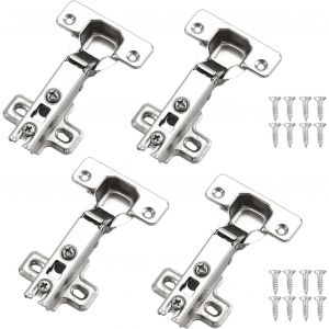 Lot de 4 Plein Recouvrement Charni&egrave;res,110 Degr&eacute; Compl&egrave;tement Recouvrante Charnieres,pour portes d'armoires de cuisine, de Fermeture Charni&egrave;re Charniere Invisible pour Armoires, amovibles avec vis - Neuf