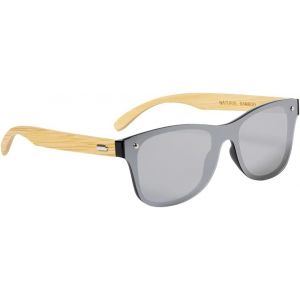 Kathlelxh-Lunettes De Soleil Polarisées Pour Homme Avec Protection Uv, Monture Noire En Polycarbonate Résistant, Avec Verres Effet Miroir Et Pieds Fabriqués En Bambou Naturel, Noir , Taille [H1405] - Neuf