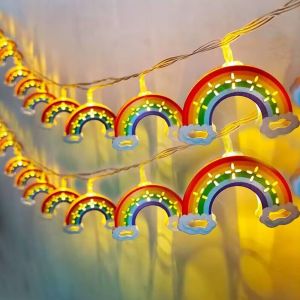 Kal-Guirlande Lumineuse Arc-En-Ciel À 10 Led Pour Chambre D'enfant Alimentée Par Piles 1,5 M - Décoration De Fête D'anniversaire - Décoration De Jardin - Thème Automne Et Hiver - Neuf