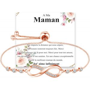 Kalanka-Cadeau Femme Bracelet Femme Argent 925 Coeur Bracelet Réglable Bijoux Femme Cadeau Anniversaire Fête Des Manmans Pour Femme Maman,Noël Anniversaire Cadeau Romantiques Pour Elle - Neuf