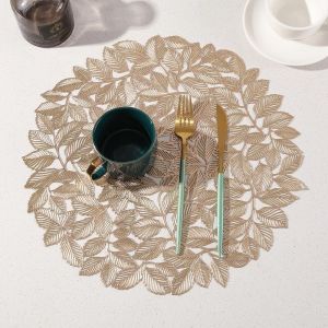Eryi-Lot De 4 Sets De Table Décoratifs En Pvc Avec Motif De Feuilles De Fraises - Résistants À La Chaleur Et Antidérapants - Pour La Maison, La Cuisine, Les Mariages - Doré - Neuf