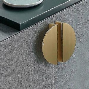 2 Poignées D'armoire En Demi-Lune,Poignées Robustes En Aluminium Et En Laiton Doré Pour Meubles De Chambre À Coucher De Cuisine,Installation Facile (Trou De 64 Mm) - Neuf