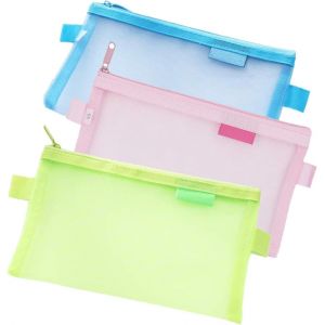 Trousse Zipper Organisateur Pochettes Crayon Multipurpose Organizer Sacs de rangement pour Voyage Cosmétique Bureau Fournitures-3 Pièces (Rose,Bleu,Vert) - Neuf