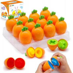KAL-Carotte Uova Abbinate,Oeufs De P&acirc;ques,12Pcs Montessori Plastica Giocattoli Educativi Viaggio Paques Cadeau De Jouet Apprentissage Pour Les B&eacute;b&eacute;s Enfants En Bas &Acirc;ge De 1 2 3 Ans Ragazzi Ragazze - Neuf