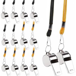 Acdsgd-Lot De 12 Sifflets D'arbitre En Acier Inoxydable Avec Cordon - Sifflet D'arbitre - Sifflet D'arbitre - Sifflet D'arbitre - Sifflet De Sport Pour Enfants - Pour Le Sport Scolaire, Le Football, - Neuf