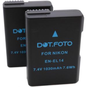2 x EN-EL14,EN-EL14a Premium 7.4v/1030mAh Batterie Rechargeable pour Nikon DF D3100 D3200 D3300 D3400 D3500 D5100 D5200 D5300 D5500 D5600 Coolpix P7000 P7100 P7700 P7800 - Neuf