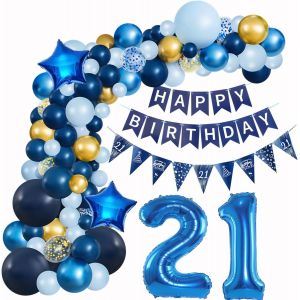 KALANKA-Arche Ballon Bleu 21 Ans Décorations Anniversaire - Guirlande et Ballons pour Fête d'Homme - Neuf