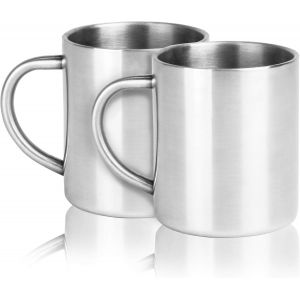 En Acier Inoxydable Tasses - Set De 2 | Double Paroi Tasse De Café | Thé | 300 Ml | Isolation Des Tasses | Incassable Camping Tasses | M&W - Neuf