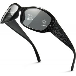 Fdjhy-Lunettes De Soleil Polarisées Photochromiques Pour Femme Avec Protection Uv400 Verres Adaptatifs Et Strass Motif Vague Temple Pour La Conduite, Le Sport Et L'utilisation Quotidienne - Neuf