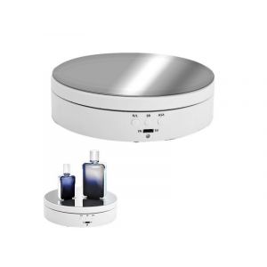 Pr&eacute;sentoir &Agrave; Bijoux &Eacute;lectrique Rotatif &Agrave; 360 Degr&eacute;s, Blanc, Plastique Abs, Diam&egrave;tre 13,8 Cm, Hauteur 3,5 Cm - Neuf