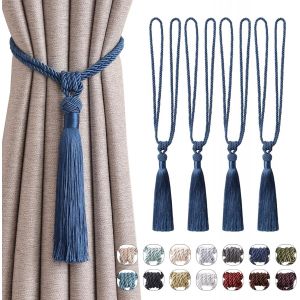 (Bleu marine) 4 Pack de Long Gland embrasses de Rideaux faits a la Main Tresse de Corde de Style Europeen Nuds pour Bureau a la Maison de la Fenetre de Decor - Neuf