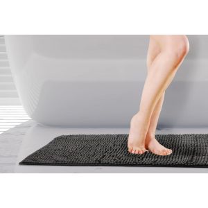 KAL-Noodle Tapis De Bain Antidérapant Doux Au Toucher Noir 45 X 75 Cm - Neuf