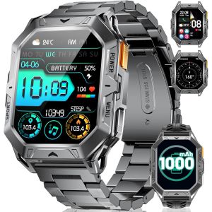 Shou-Montre Connectée Homme Avec 1000 Mah 50 Jours Batteria Amoled Écran 10atm Imperméable Bluetooth Appel Android Ios Smartwatch Homme Boussole/Podómetro/Fréquence Cardiaque 100+ Modes Sportifs - Neuf