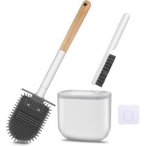 Lbgwp60-Wc En Silicone Avec Tête Plate Et Flexible, Avec Montage Mural Sans Perçage, Wc Avec À Joints Multifonctionnelle, Base Avec Rainures D'aération, 1 Lot (Couleur Bois) - Neuf