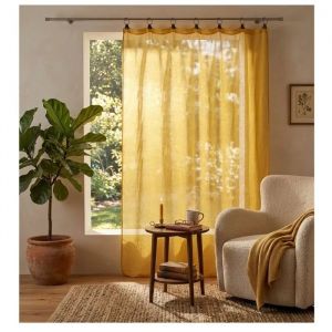 Panneau A Anneaux Voile Tisse 140 X 240 Cm Linke Jaune - Neuf
