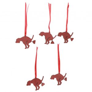 Lot de 5 decorations de Noel en forme de chien qui fait caca, en buis ecologique et sur, pour maison de poupee, miniature, pour fenetres, portes, cafe - Neuf