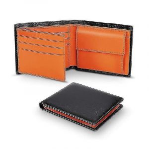 100 % cuir véritable RFID bloquant mince portefeuilles à trois volets pour hommes avec poche à monnaie - Neuf