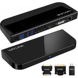 ChenQuanSarl-Station D'Accueil, Mac Extend 2 Moniteurs, Usb C/Usb 3.0 Universal Docking Station, Avec Hdmi/Dvi/Vga, Gigabit Ethernet, Audio/Mic, 6 Usb Ports, Pour Mac Windows. - Neuf