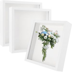 Fchhk-3pcs Cadre 3d Profond Avec Vitre, Cadre Profond 20 X 20 X 3 Cm, Cadre De Boîte D'ombre Pour Photos Bouquet De Mariage Et Décoration Diy(Blanc) - Neuf