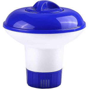 Distributeur flottant de pastilles de chlore pour spa, piscine et jacuzzi ; support pour pastilles de chlore de 12,7 cm (5 pouces), 1 pi&egrave;ce, blanc + bleu. - Neuf