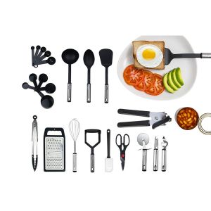 Ensemble De 23 Ustensiles De Cuisine En Acier Inoxydable Avec Accessoires En Nylon Pour La Cuisine - Neuf