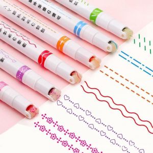 Curve Highlighter Pen Set,6 Pi&egrave;ces Stylo Surligneur Curve,Stylo Marqueur Fluorescent,Pour Le Scrapbooking,La Journalisation,Les Notes,Le Planificateur,Le Calendrier,Le Bureau - Neuf