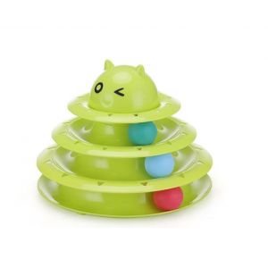 Plateau Tournant &Agrave; 3 Niveaux Pour Chat Avec Boules Color&eacute;es Pour Un Jeu Interactif - Neuf