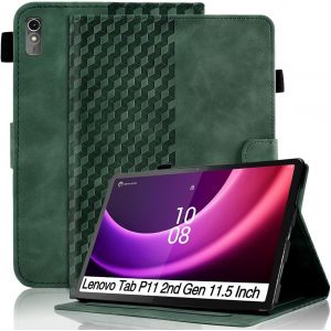 Coque Pour Lenovo Tab P11 (2nd Gen)/ Pad Plus 2023 (11,5 Pouce) Housse Tb350fu / Tb350xu Cuir Pu Etui De Protection Flip Cover Case Avec Support Pochette Tablette Coque, Vert Foncé - Neuf