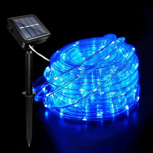 Kal-12m 100led Tube Lumineux Solaire, Étanche Guirlande Lumineuse Tube Avec 8 Modes D'éclairage, Solaire Ruban Lumineux Pour Jardin Noël Mariage Fête Extérieur Intérieure Décoration - Neuf