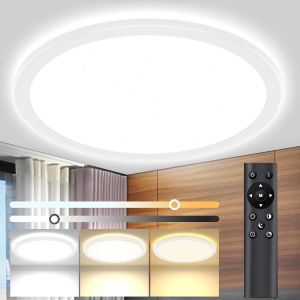 KAL-Plafonnier Led, Luminaire Plafonnier Télécommande 18W Réglable Ø30 Cm 3000K-6000K Dimmable Lampe Plafond Led Moderne Rond 1600Lm Applicable À Salle De Bain, Chambre, Cuisine, Salon, Balcon - Neuf
