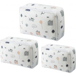 Lot De 3 Sacs À Vêtements Transparents, Sac De Rangement Pour Couette, Inodore, Imperméable, Respirant, Pliable, Pour Ranger Votre Garde-Robe (Famille Heureuse) - Neuf