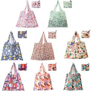 nzqaf-8 Pièces Sacs de Courses Réutilisables, 66 x 46cm Tote Bag Pliable Courses Poche avec Poignée, Sac à Bandoulière Reutilisable Durables pour le Stockage des Produits d'épicerie - Neuf