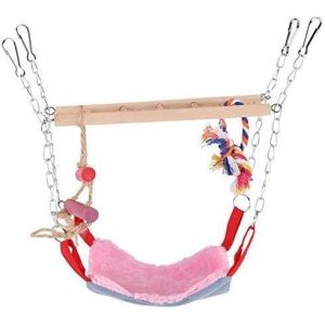 Chenquansarl-Balançoire Lit Perroquet Perruche Reste Hamac Avec Échelle Animaux O Aux Jouet D'escalade Pour Petits Animaux Furet Perroquets Rat Hamster[Rose] Balançoires - Neuf
