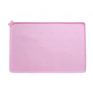 La Non-D&eacute;rapant Imperm&eacute;able &Agrave; L'eau La Nourriture Pour Chat Mat | 59.6 X 39.7 Cm Aliments Pour Animaux De Compagnie Mat | Pliable &Agrave; S&eacute;chage Rapide Anti-Blocage Design Rose - Neuf