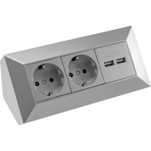 SJZG-Bloc Multiprise D'Angle - 2 Prises Usb - 230 V - Multiprise Pour Cuisine, Bureau, Atelier, Argent&eacute; Et Gris - Neuf