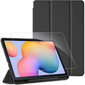 KALANKA-&Eacute;tui pour Samsung Galaxy Tab S6 Lite 10,4 Pouces 2024/2022/2020 avec Verre Tremp&eacute; - Ultra Mince vec Couvercle L&eacute;ger &Eacute;tui en Cuir PU pour Tablettes&iquest;Noir&iquest; - Neuf