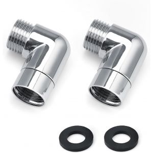 2 Pièces Adaptateur de Douchette à Main 90 Degrés,Adaptateur Pommeau de Douche Réglable avec Rondelles,Laiton Douchette Adaptateur pour Interface Universelle de 1/2 Pouce Douchette - Neuf