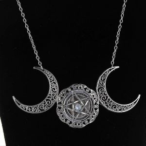Mode Cristal Triple Lune Collier Wiccan Bijoux Triple D&eacute;esse Pentacle Collier Pentagramme Collier Ras De Cou Collier Pa&iuml;en - Neuf