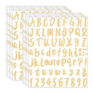 Kit de 10 feuilles de lettres et chiffres en vinyle autocollants (dore) - Neuf