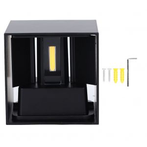 Hjlian Applique Murale Led D'exterieur Etanche 85-265 V 3000-3200 K, Carree, En Aluminium, A Intensite Variable (Noir 6 W) - Neuf